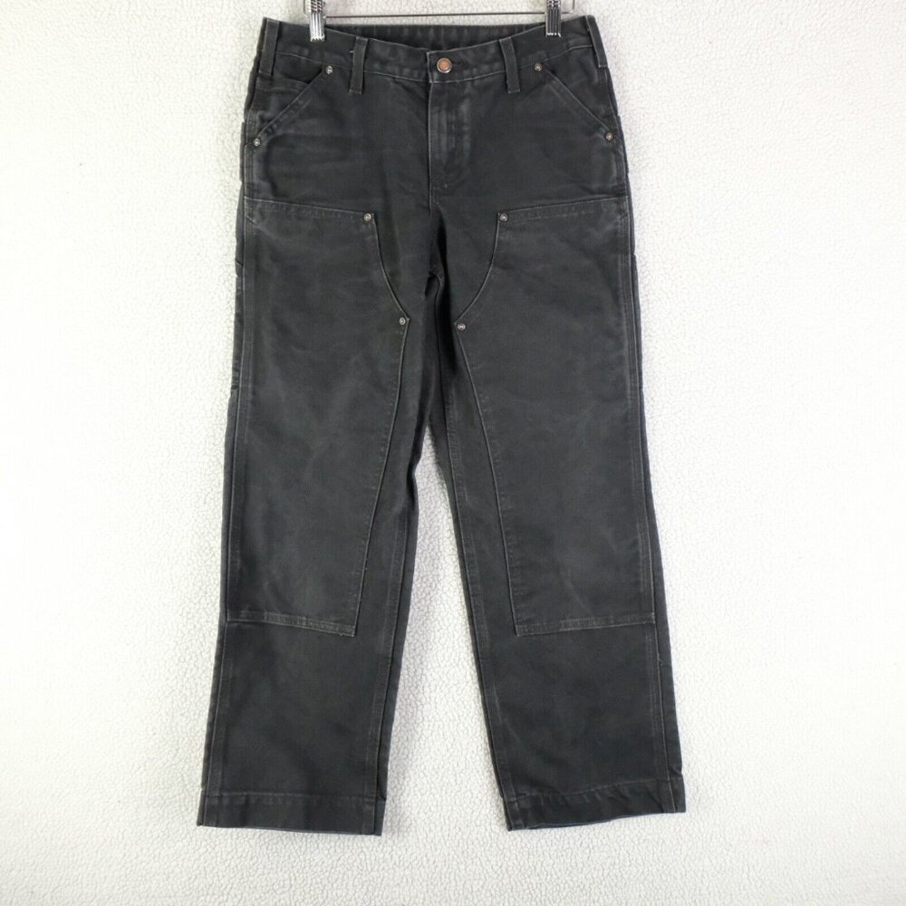 Carhartt Jeans Womens 2 Short Black Double Knee Heavyweight Workwear